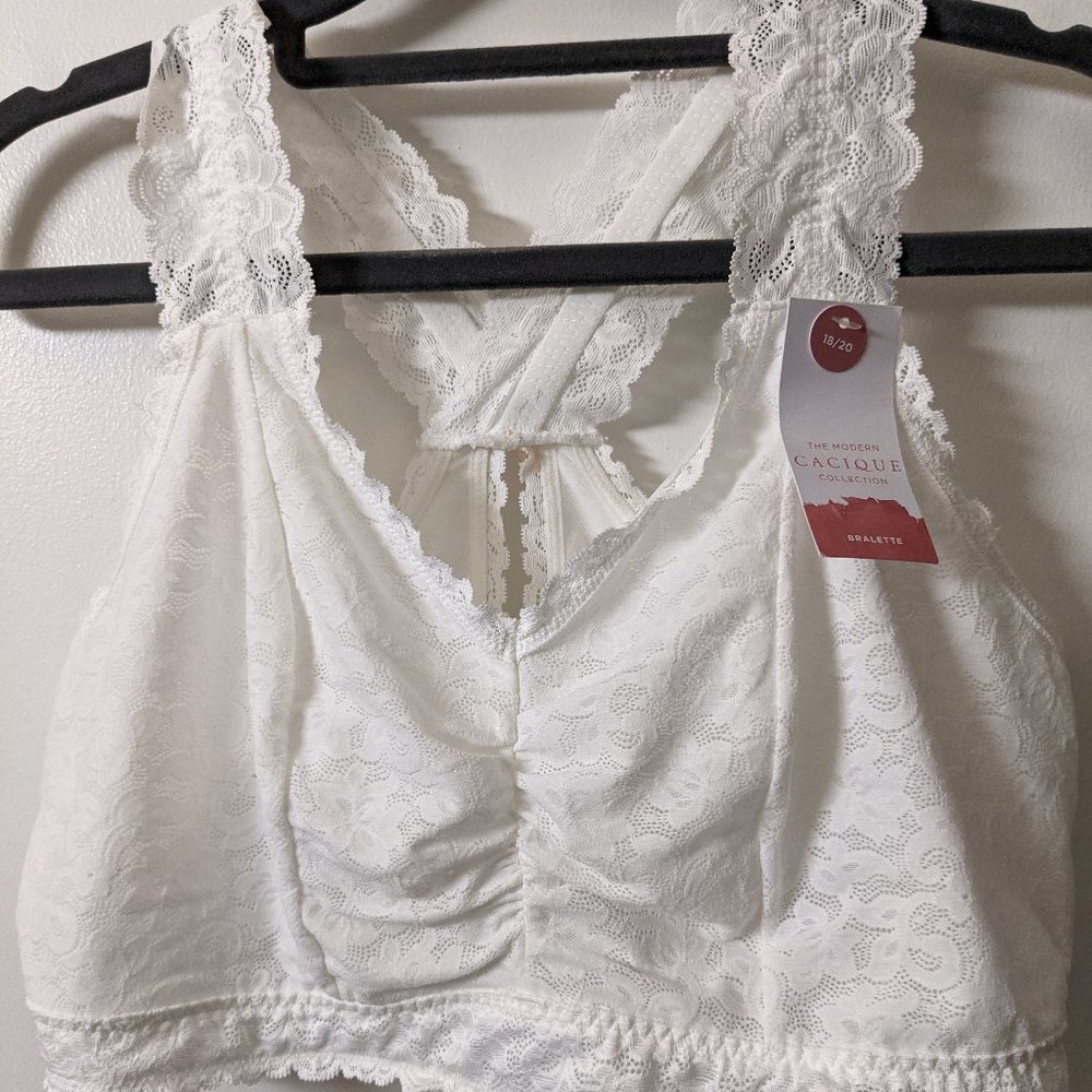 Cacique White Lace Bralette sz 18/20!